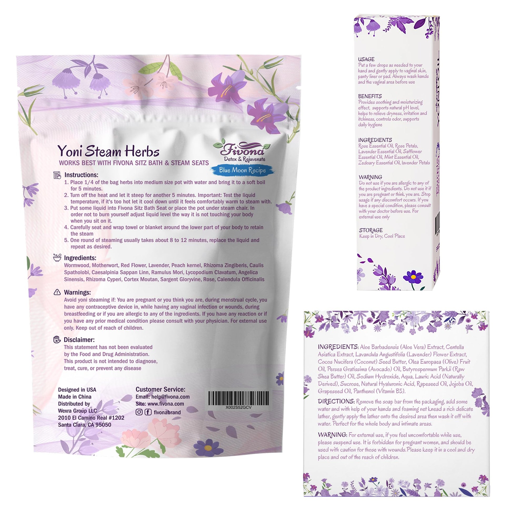 FIVONA Yoni Care Kit 3 in 1 - pH Balanced Natural Vaginal Oil 30 ml, Organic Herbal Soap 5.3 oz FIVONABuy Supplements Australia