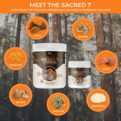Naturealm Sacred 7 Mushroom Extract Powder - USDA Organic - Lion's Mane, Reishi NaturealmBuy Supplements Australia