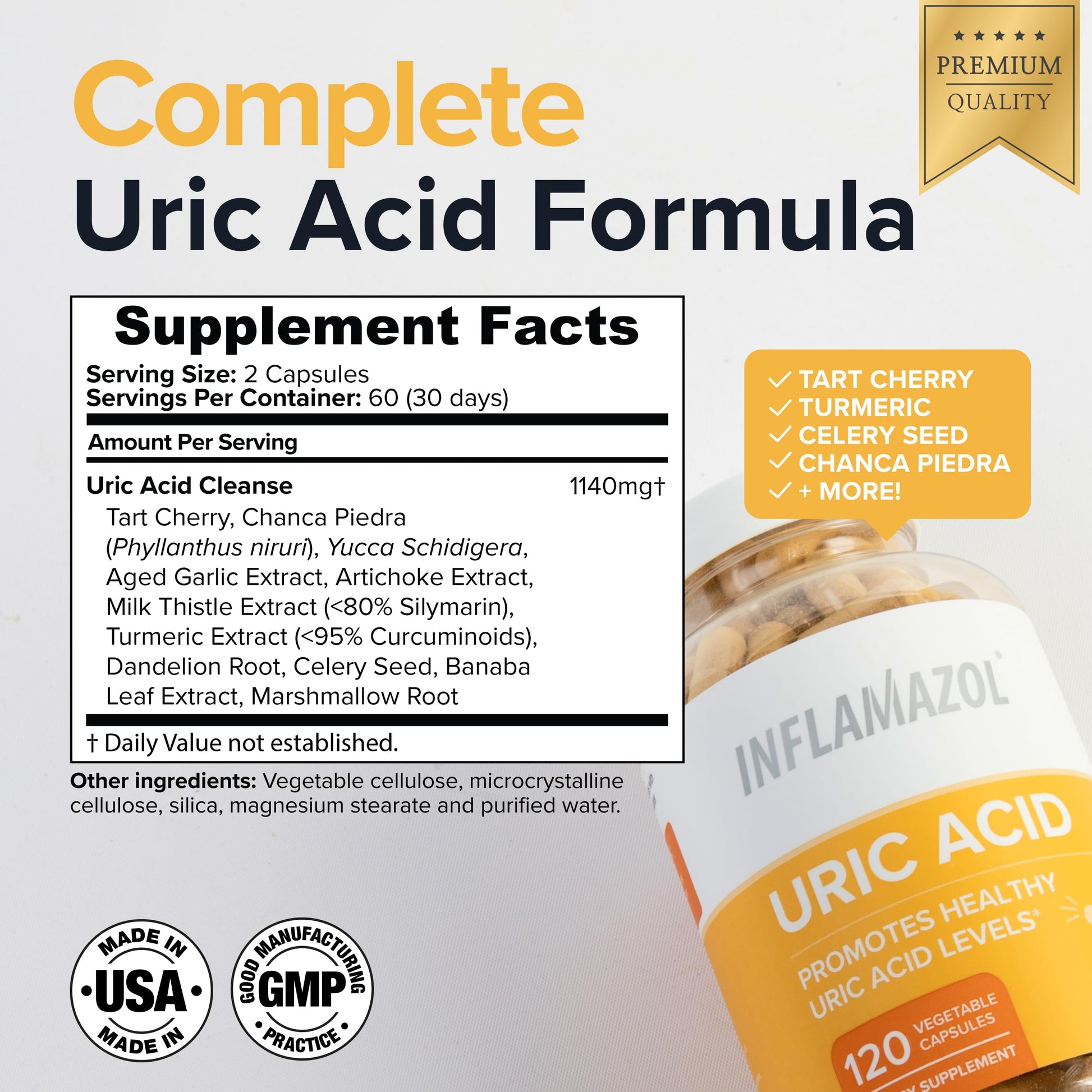 Inflamazol Uric Acid Cleanse – Premium Uric Acid Flush with Tart Cherry, Turmeric & Celery Seed for Joint & Uric Acid Support – Joint Supplements for Men & Women – 120 Capsules InflamazolBuy Supplements Australia