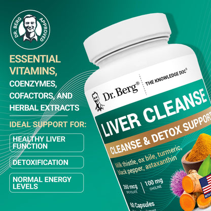 Dr. Berg Liver Cleanse Detox Capsules w/Unique Blend of Milk Thistle, Ox Bile & Folate - Liver Supplement Includes Turmeric, Black Pepper & Choline - 60 Capsules Dr. Berg NutritionalsBuy Supplements Australia