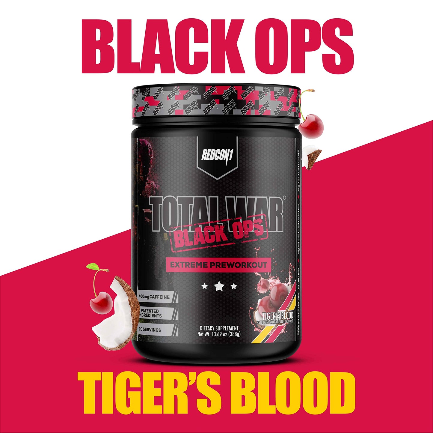 REDCON1 Total War Black Ops Extreme Preworkout Powder, Tigers Blood, High Stimulant REDCON1Buy Supplements Australia