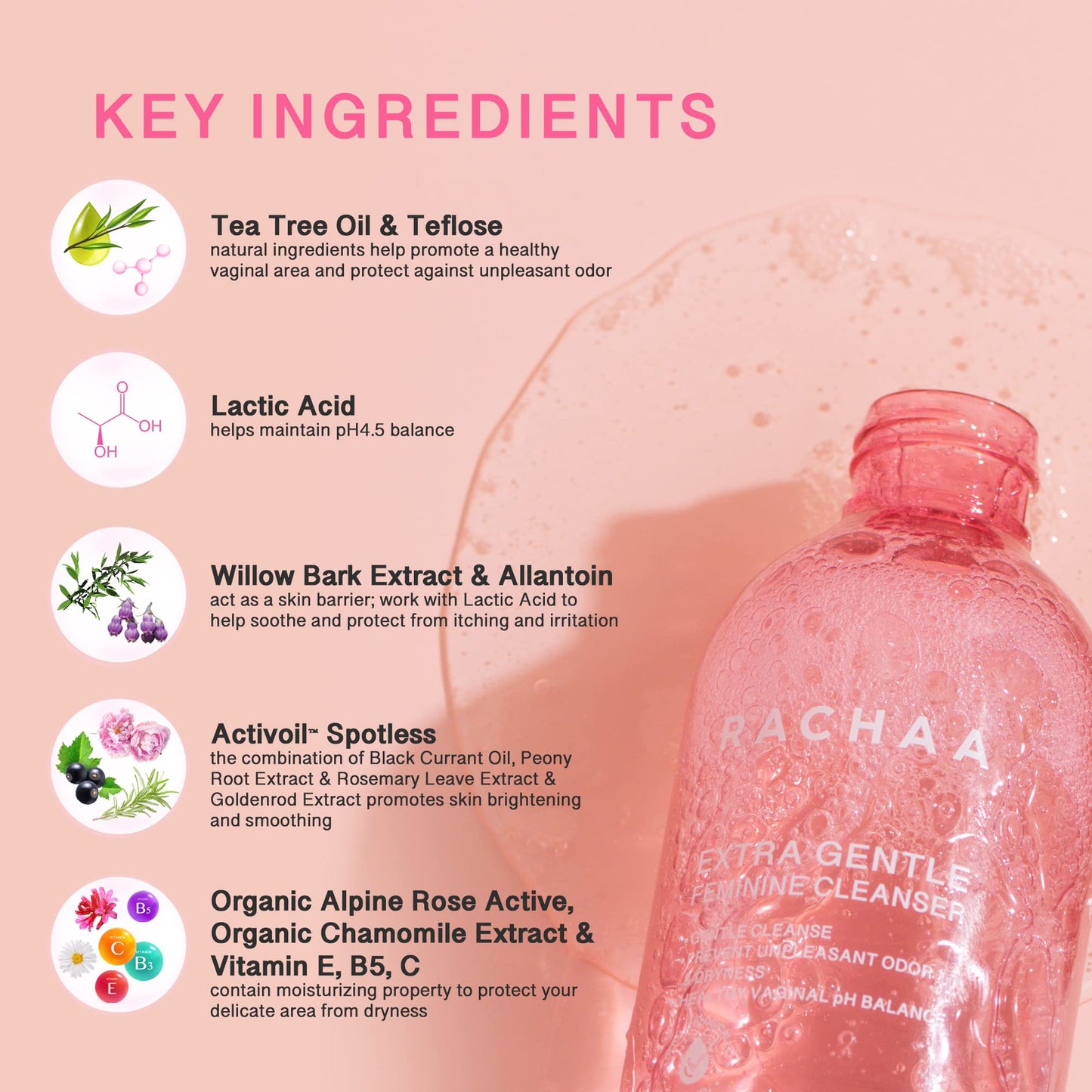 RACHAA Feminine Wash for Women, Lightening and Moisturizing, pH Balance Intimate Wash RACHAABuy Supplements Australia