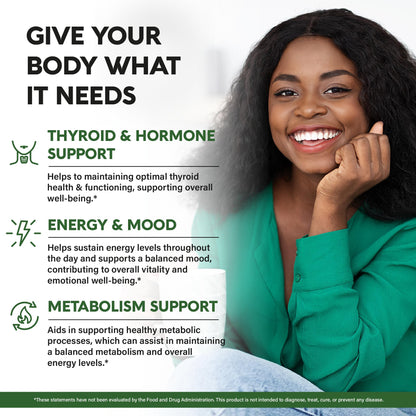 Thyroid Support for Women - Selenium 200 mcg | Astragalus | Zinc & Iodine | L-Tyrosine | Adaptogen Herbs - 21-in-1 Antioxidant & Immune Support - Made in USA - Vegan, Non-GMO, Lab Tested - 60 Capsules NUTRAHARMONYBuy Supplements Australia