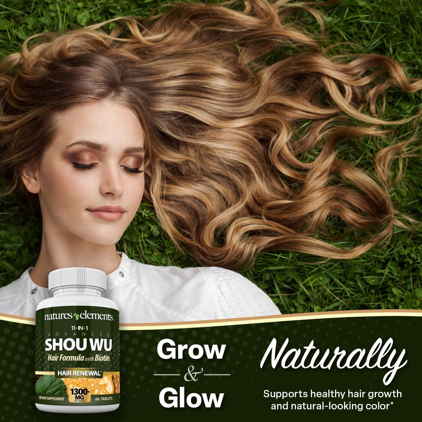 Natures Elements Advanced Shou Wu for Gray Hair – Prepared He Shou Wu for Hair Growth with Biotin, Bioperine, Fo-Ti Root & More – 100% Natural – 60 Tablets – Non-GMO, Gluten-Free Natures ElementsBuy Supplements Australia