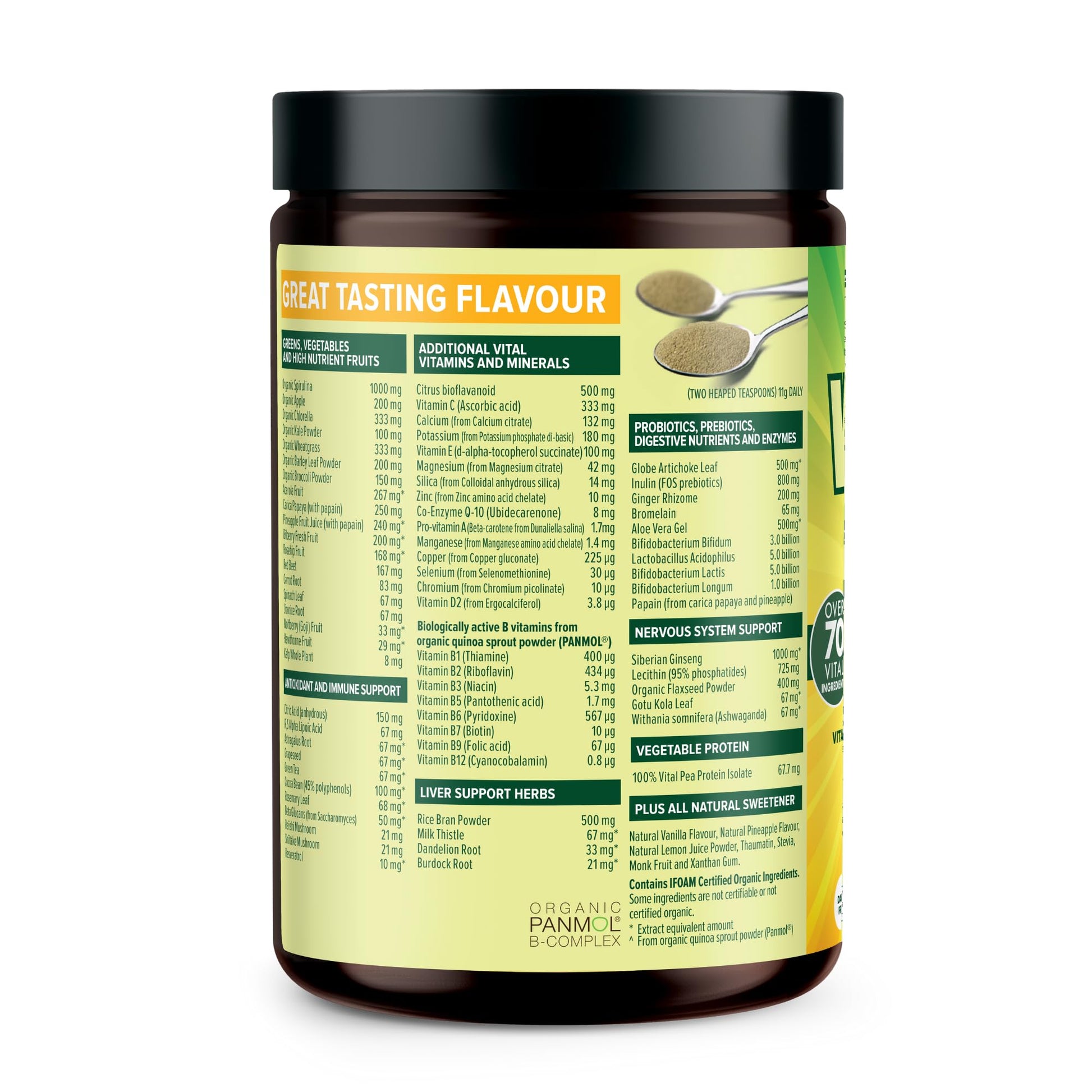 Vital All-in-One Daily Powdered Supplement - Natural Greens Superfood Powder for Energy & Health, Super Greens Powder Drink Mix with Probiotic & Antioxidant Support - Lemon & Ginger, 4.23 oz (120 g) VitalBuy Supplements Australia