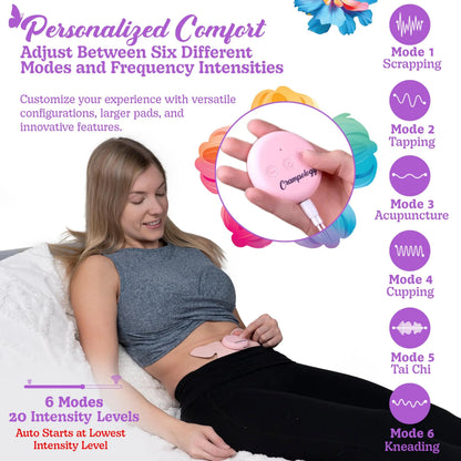 Crampology Relief Pink-Period Cramps Pain Relieving Device, Cramp Massager for Menstrual and Lower Back Ache, Reduces Endometriosis Discomfort, PMS TENS Unit, Wireless or Wired, Natural Cycle Support CrampologyBuy Supplements Australia