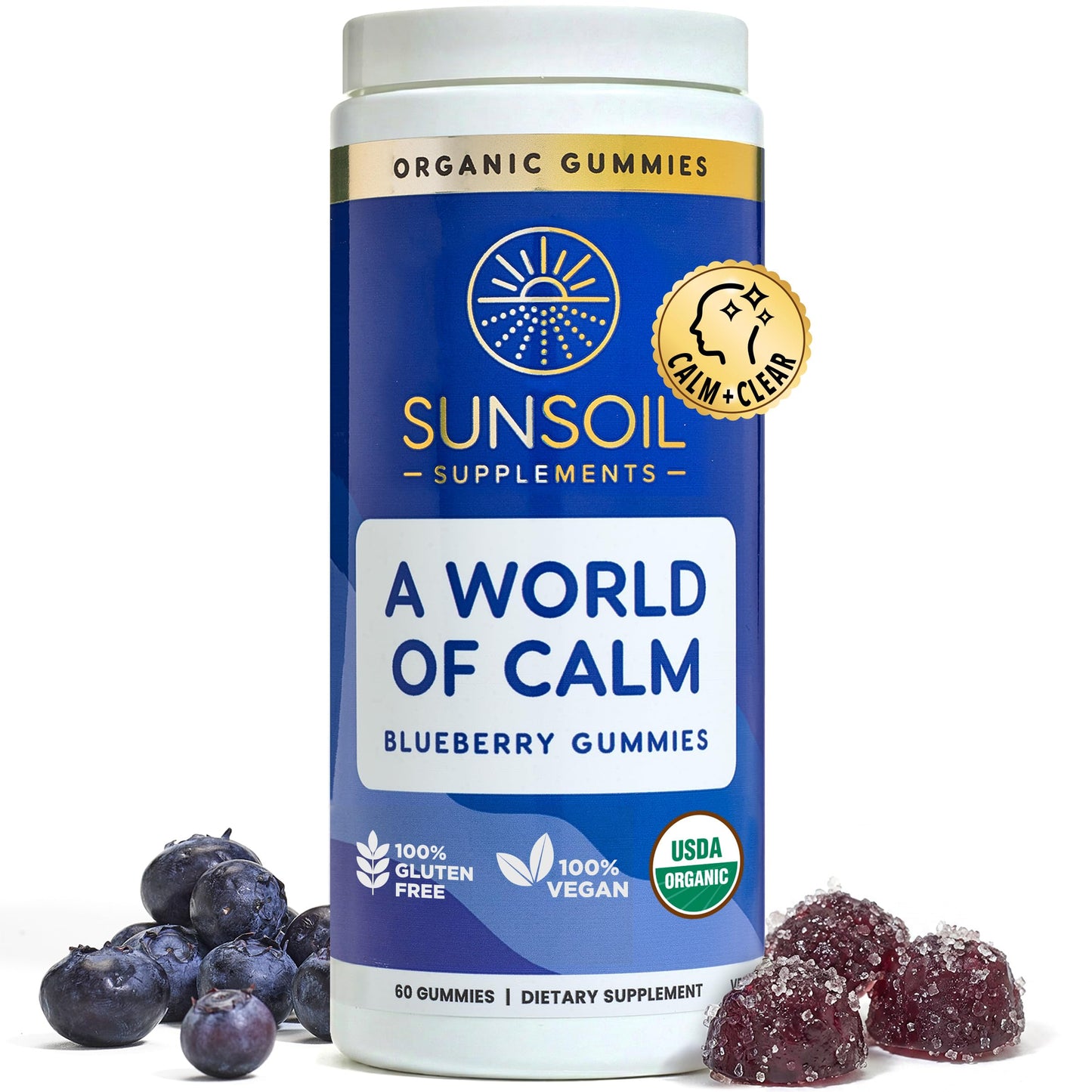 Sunsoil A World of Calm Organic Gummies, USDA Certified Organic, No Glucose, Vegan, Gluten-Free, Plant-Based Sunsoil SupplementsBuy Supplements Australia