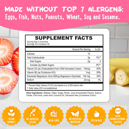 Center-Filled Magnesium Glycinate Gummies 400MG - High Absorption for Kids, Teens & Adults - Supplement for Sleep, Calm & Muscle Relaxation with B6 & D3