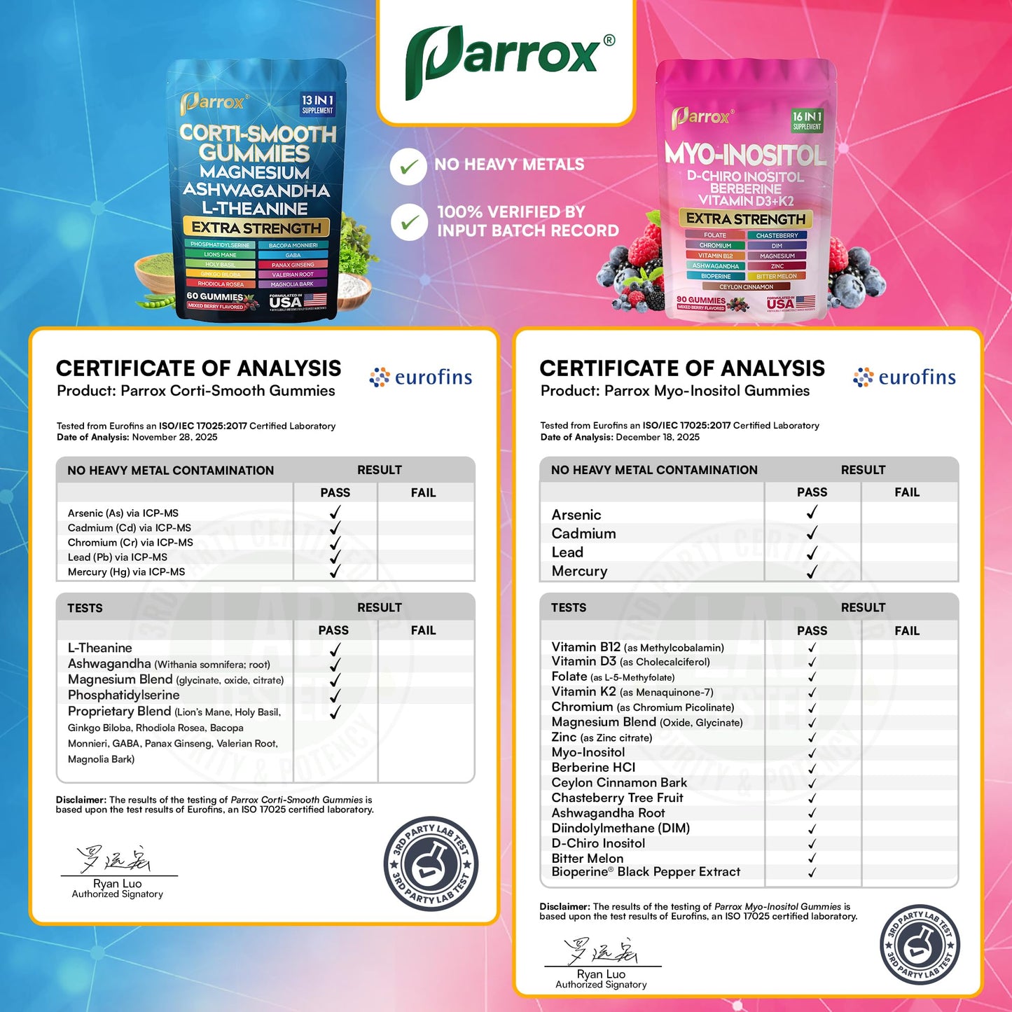 Soothe & Smooth Bundle Gummies - Cortisol & Myo-Inositol Supplement with D-Chiro Inositol, Berberine, Magenesium, Ashwagandha, L-Theanine, Vitamins D3+K2 & B12, Folate, Zinc Lion's Mane (150 Gummies) ParroxBuy Supplements Australia