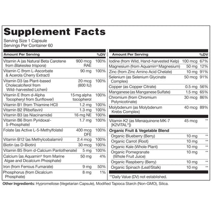 NATURELO One Daily Multivitamin for Women w/Vitamin B12, 60 Ct, Energy Support, Whole Food Daily Women Multivitamin Supplement, Nourish Hair/Skin/Nail, Non-GMO