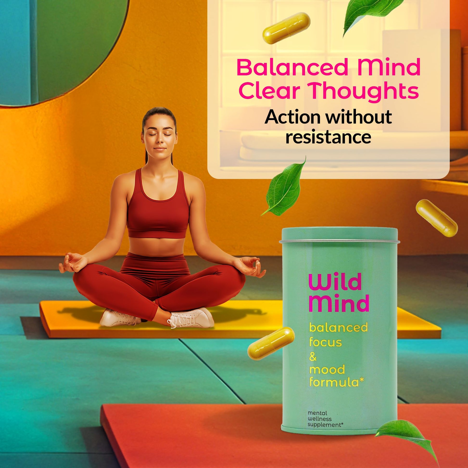 Wild Mind Mental Clarity Balanced Focus & Mood Support Supplement for Mental Wellness– 4-Ingredient Nootropic Brain Support for Calm & Energy – Vegan, 90 Capsules, 30-Day Supply Wild MindBuy Supplements Australia