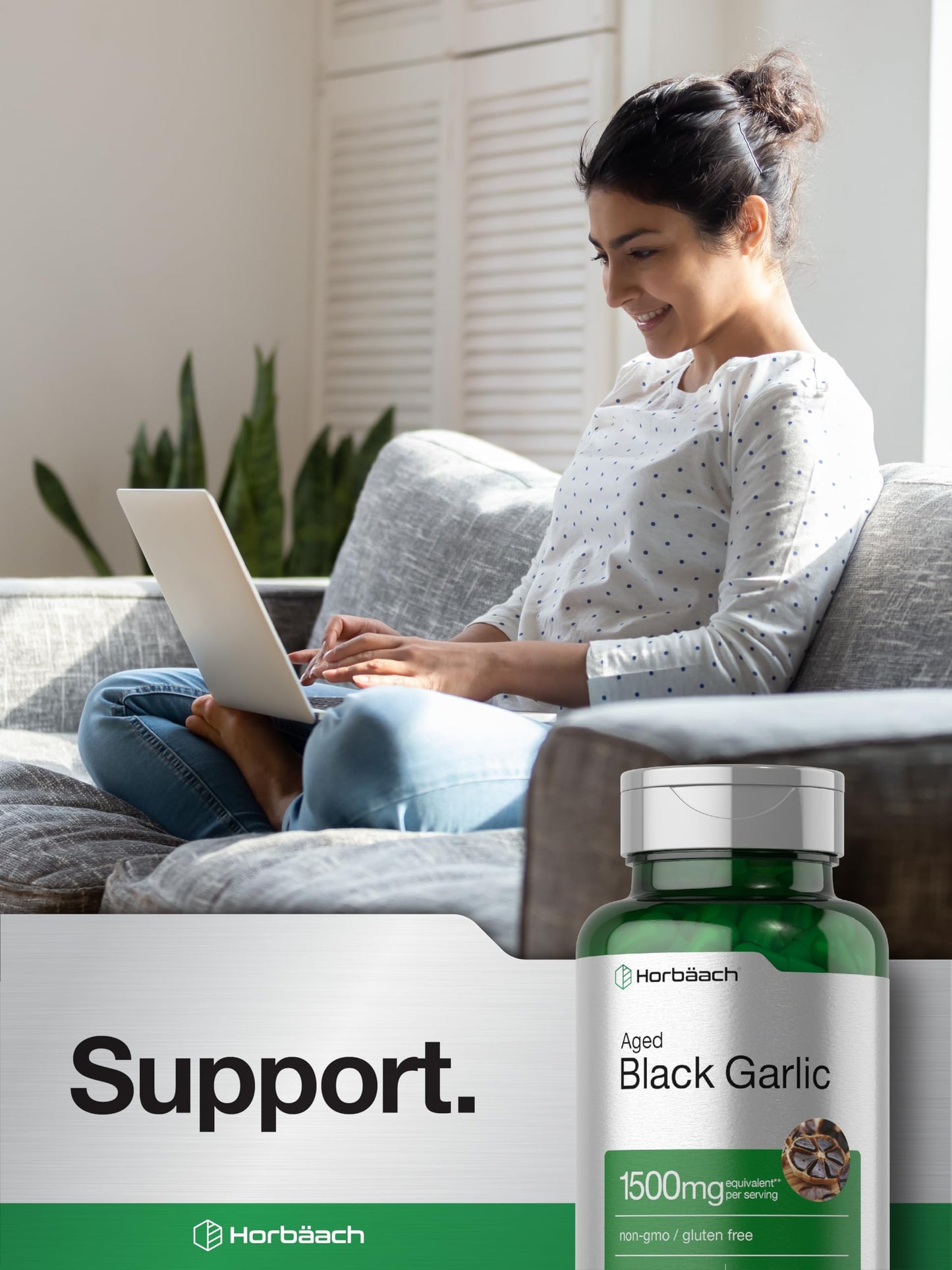 Aged Black Garlic Capsules 1500mg | 60 Count | Fermented Extract Supplement HorbäachBuy Supplements Australia