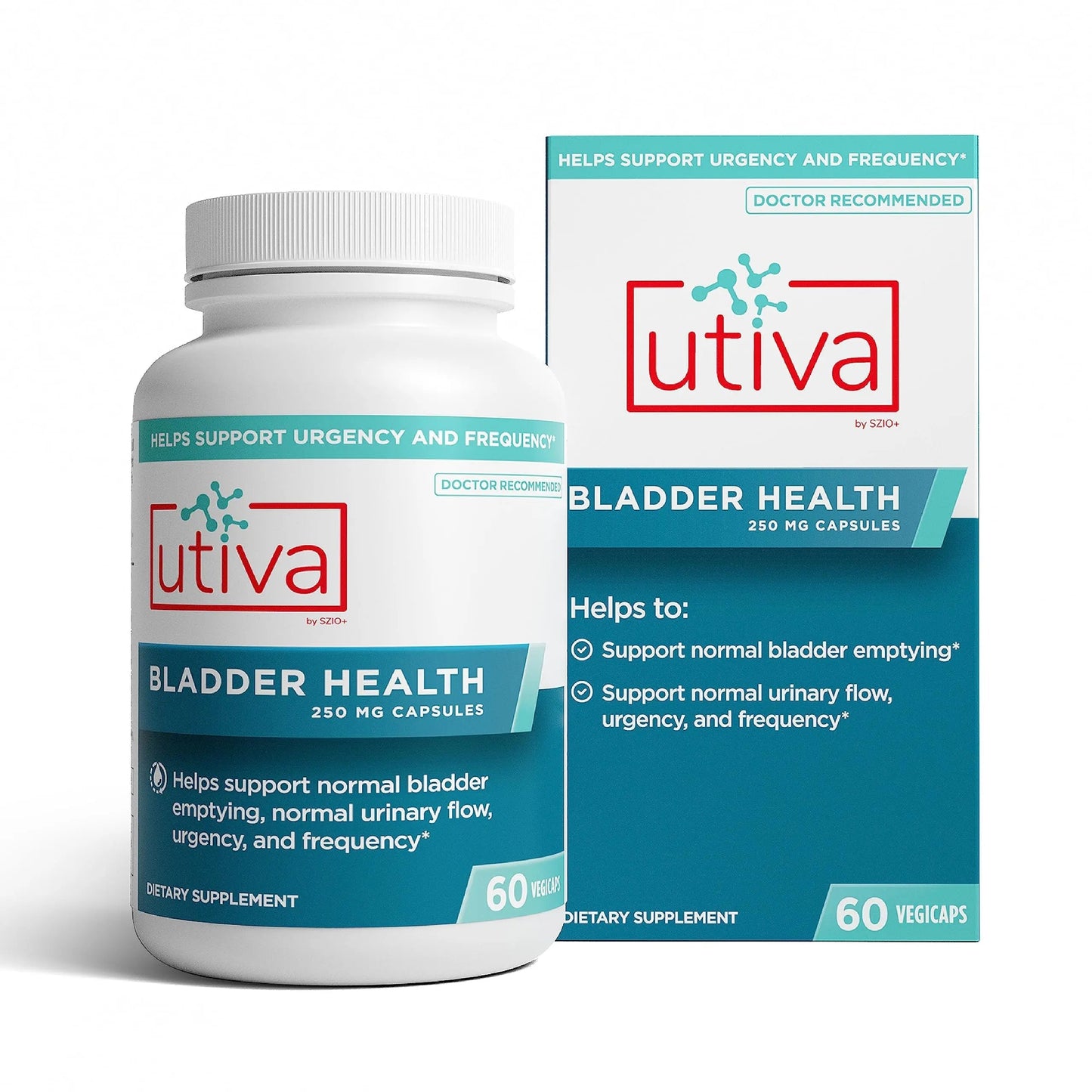 Szio+ Utiva Bladder Health - Control Supplement for Overactive Bladder and Lower Urinary Tract Health - Clinically Proven to Reduce Frequency and Urgency - 60 Capsules Szio+Buy Supplements Australia