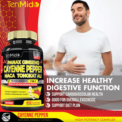2 Packs 60 Caps 14800mg - Cayenne Pepper Supplements Extract Capsules - Tongkat Ali TenmidoBuy Supplements Australia