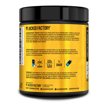 Jacked Factory Nitrosurge Build Pre Workout with Creatine for Muscle Building - Con Cret Creatine Powder & elevATP for Intense Energy, Powerful Pump,