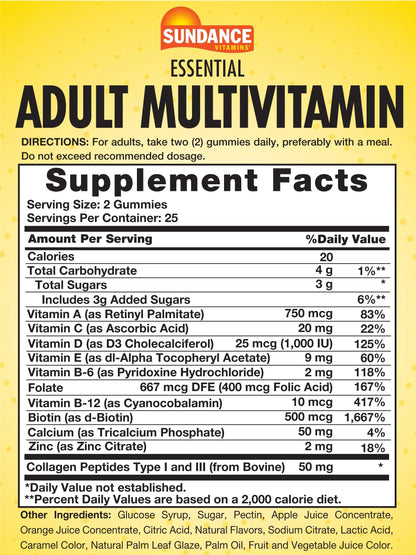 Sundance Multivitamin Gummies for Adults | for Men & Women | Mixed Berry Flavor | Non-GMO and Gluten Free Supplement Sundance