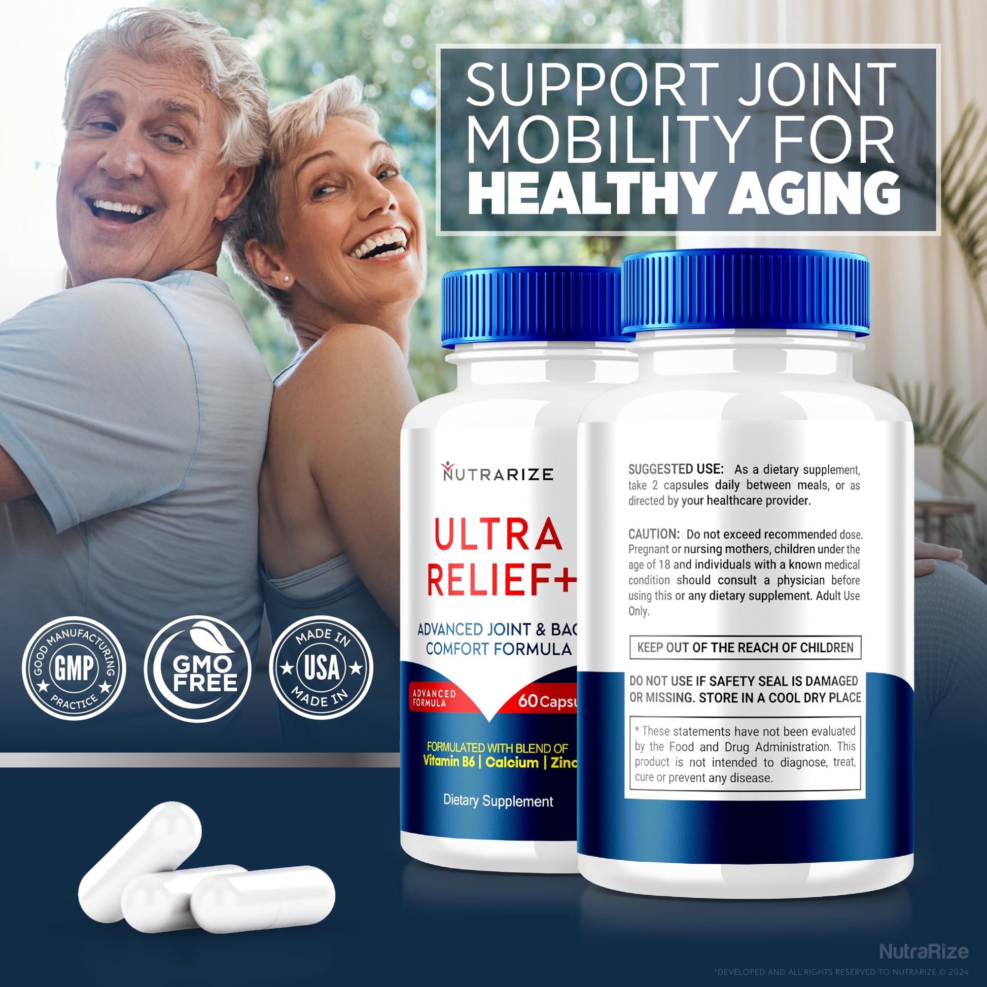 (2 Pack) Ultra Relief+ Capsules, Official Formula for Joint Health, All-Natural Supplement to Support Joint Function and Mobility, Ultra Relief + Pills, Ultra Relief Plus Reviews (120 Capsules) NutraRizeBuy Supplements Australia