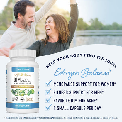 DIM Supplement 200 mg (120 Ct) | Estrogen Balance for Women & Men | Hormone Balance SMNutritionBuy Supplements Australia