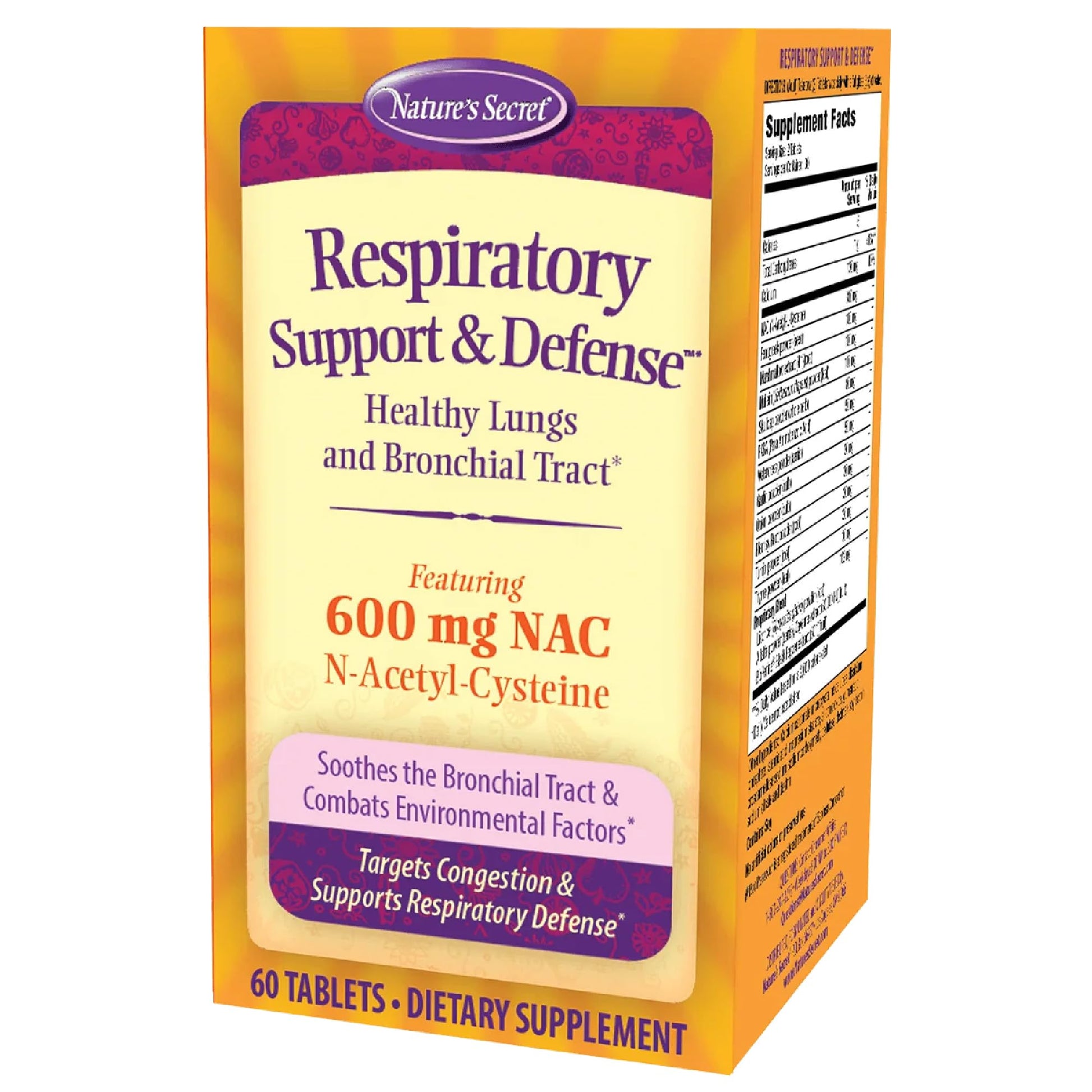 Nature's Secret Respiratory Support & Defense - 60 Tablets - Promotes Healthy Lungs & Bronchial Tract - With NAC, Fenugreek & Marshmallow - 30 Total Servings Nature's SecretBuy Supplements Australia