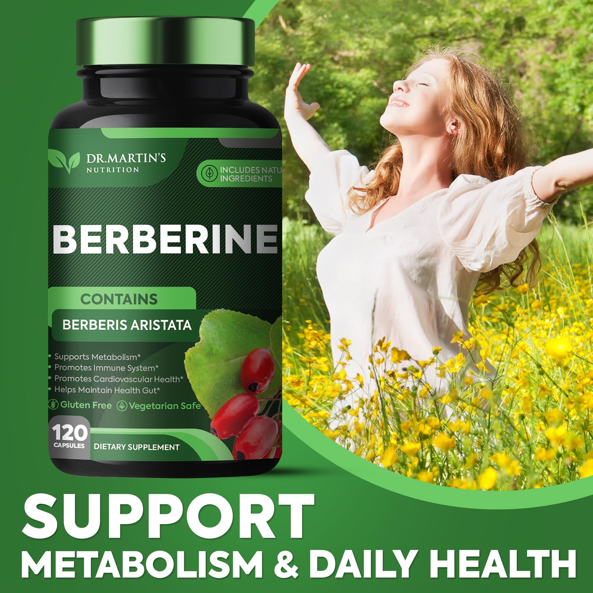Potent 1200mg Berberine Supplement | 120 Capsules | Berberine HCL Supplement For Healthy DR. MARTIN'S NUTRITIONBuy Supplements Australia