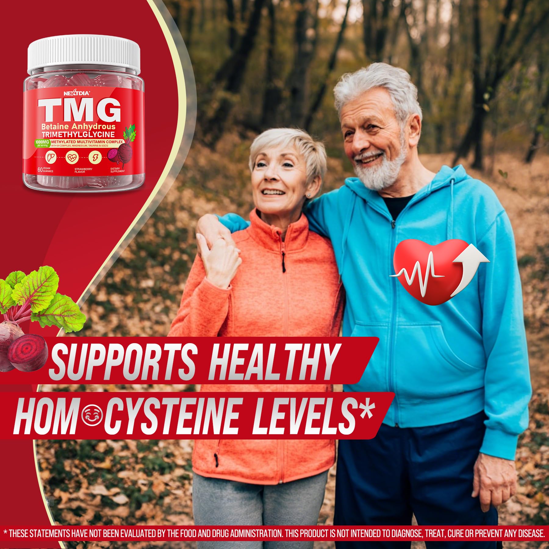 2Pack TMG Gummies 1000mg Betaine Anhydrous + Methylated Multivitamin & B Complex Methylated(Methylfolate B12 B6), Magnesium, Taurine - Essential Trimethylglycine for Homocysteine Levels, Brain, Energy NextdiaBuy Supplements Australia