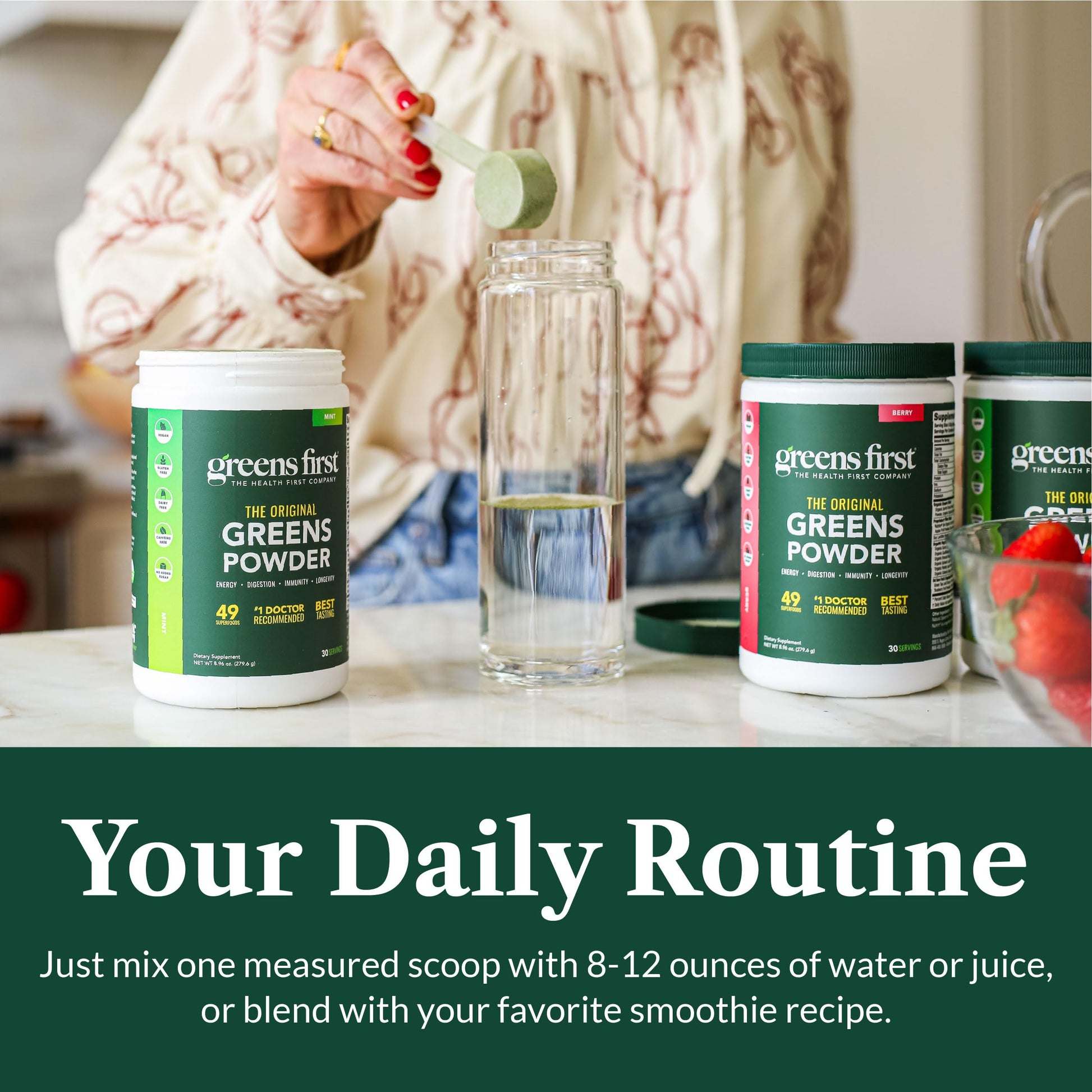Greens First Original Greens Powder - 49 Superfoods - Organic Fruits & Veggies - Prebiotics, Probiotics & Digestive Enzymes - Antioxidant Smoothie - Dairy Free, Vegan & Non-GMO (Mint, 30 Servings) Greens FirstBuy Supplements Australia