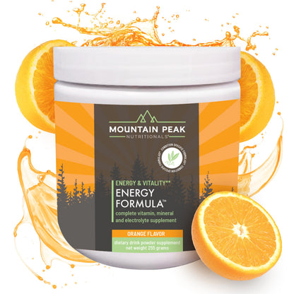 Mountain Peak Nutritionals Energy Formula - All in One Multi-Mineral Powder - Complete Nutrition, Vitamin, Mineral, and Electrolyte Supplement for Men & Women - Orange Flavor (255g, 30 Servings) Mountain Peak NutritionalsBuy Supplements Australia