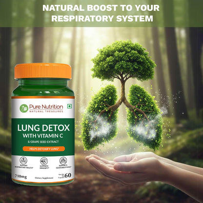 Pure Nutrition Lung Health Supplement | 60 Caps | Herbal Lung Support Formula with Quercetin, Vitamin C, Nettle, Vasaka Leaf, Lotus, Licorice & Ginger. PURE NUTRITION NATURAL TREASURESBuy Supplements Australia