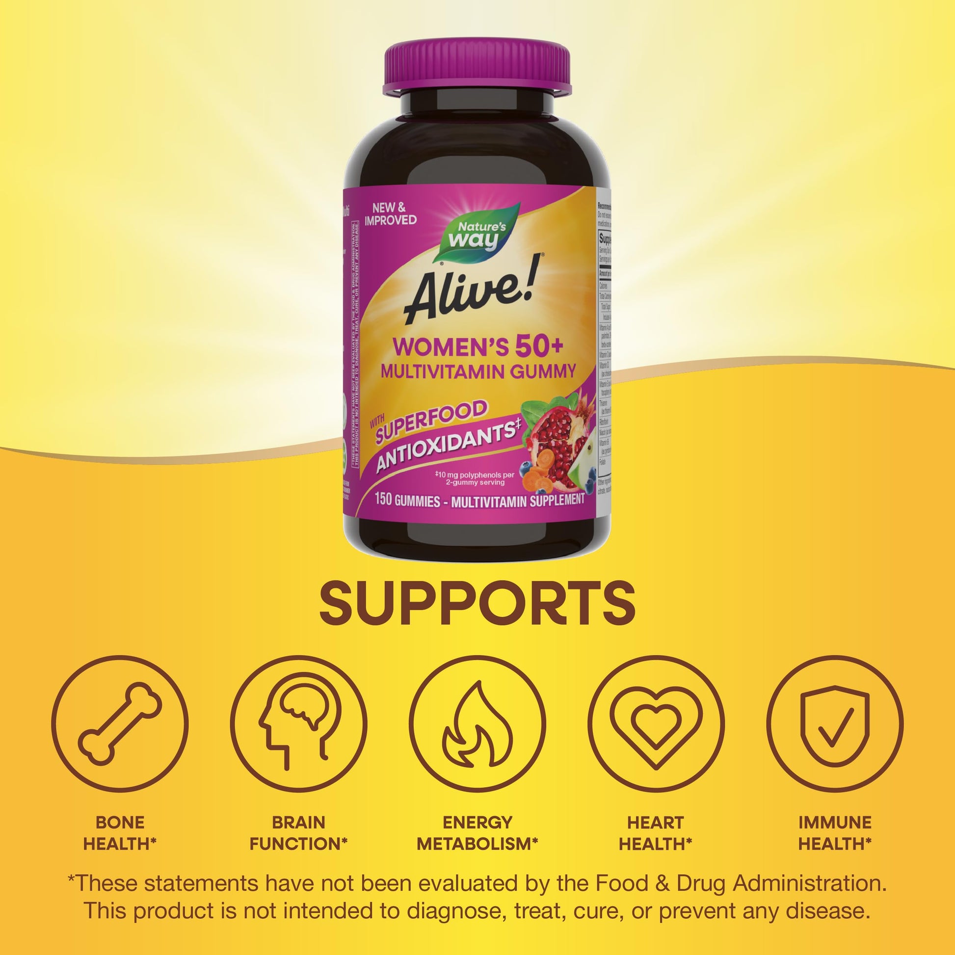 Nature's Way Alive! Women's 50+ Daily Gummy Multivitamins, Women's Supplements, Supports Healthy Heart, Brain & Bones Nature's WayBuy Supplements Australia