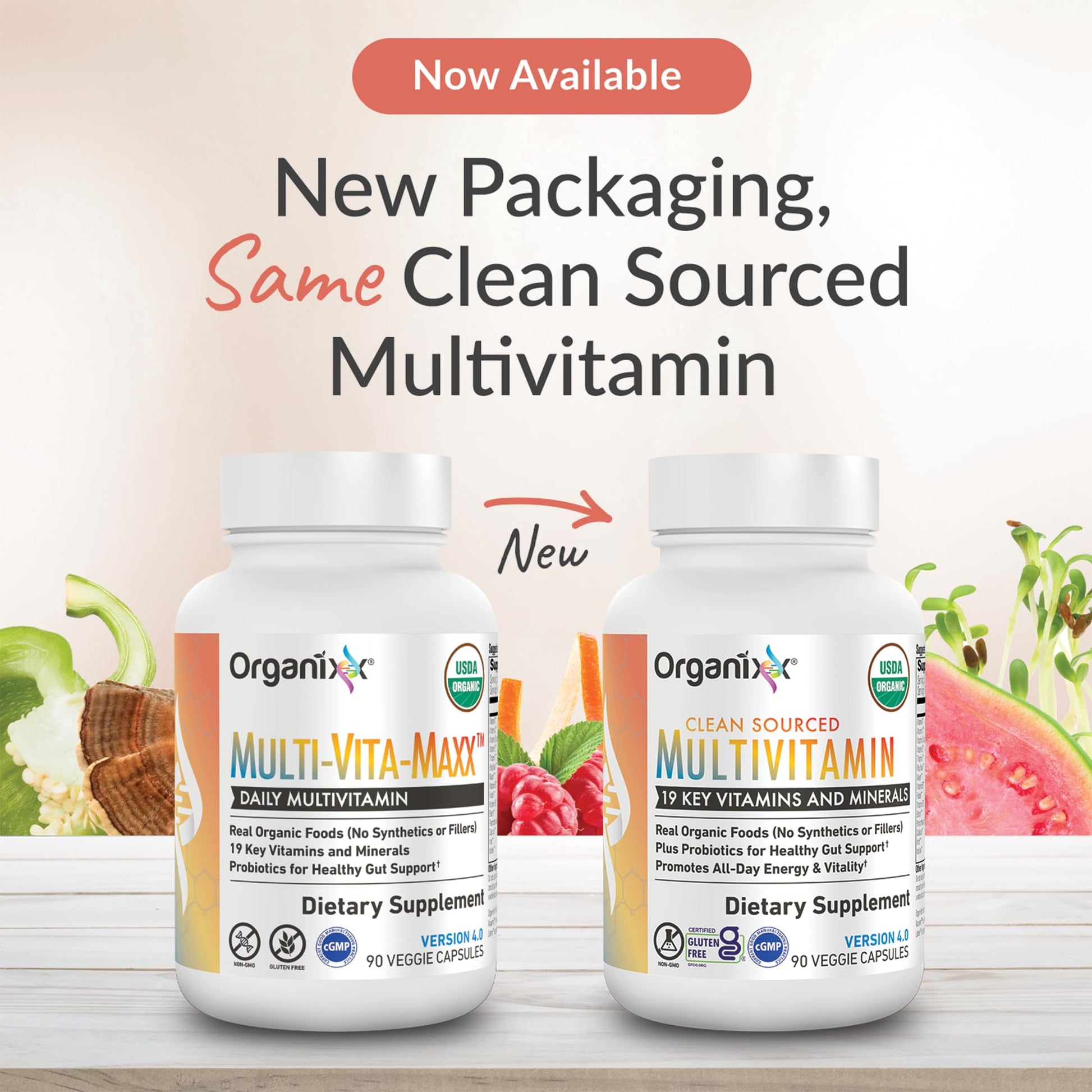 Organixx Clean Sourced Multivitamin for Women & Men, w/Vitamin C, D3, Vitamin B Complex, Probiotics, Organic Fruits & Vegetables, Supports Digestive Gut Health, Immune Support, 90 Vegan Gel Capsules OrganixxBuy Supplements Australia