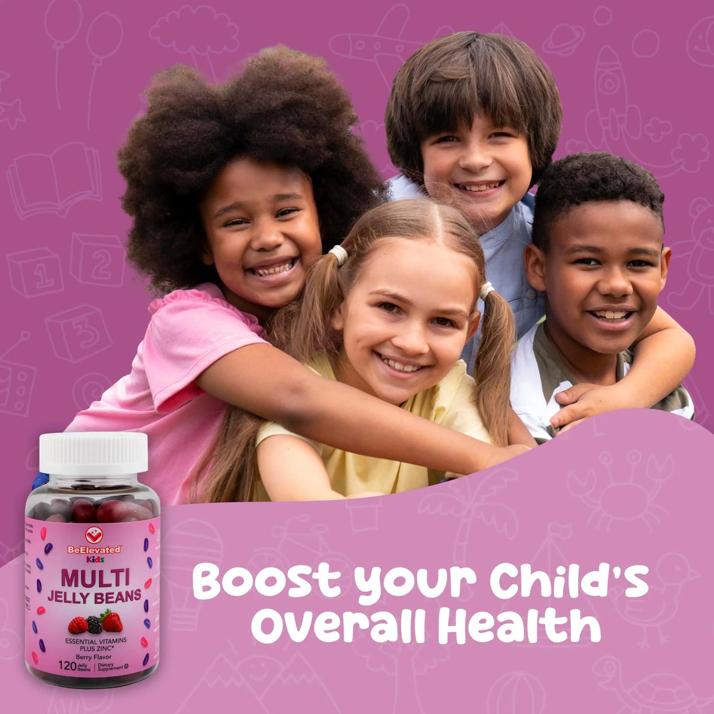 BeElevated Kids Multivitamin Gummies – Tasty Berry-Flavored Zinc Gummies for Children & Adults – Vegetarian, Gluten-Free BeElevated