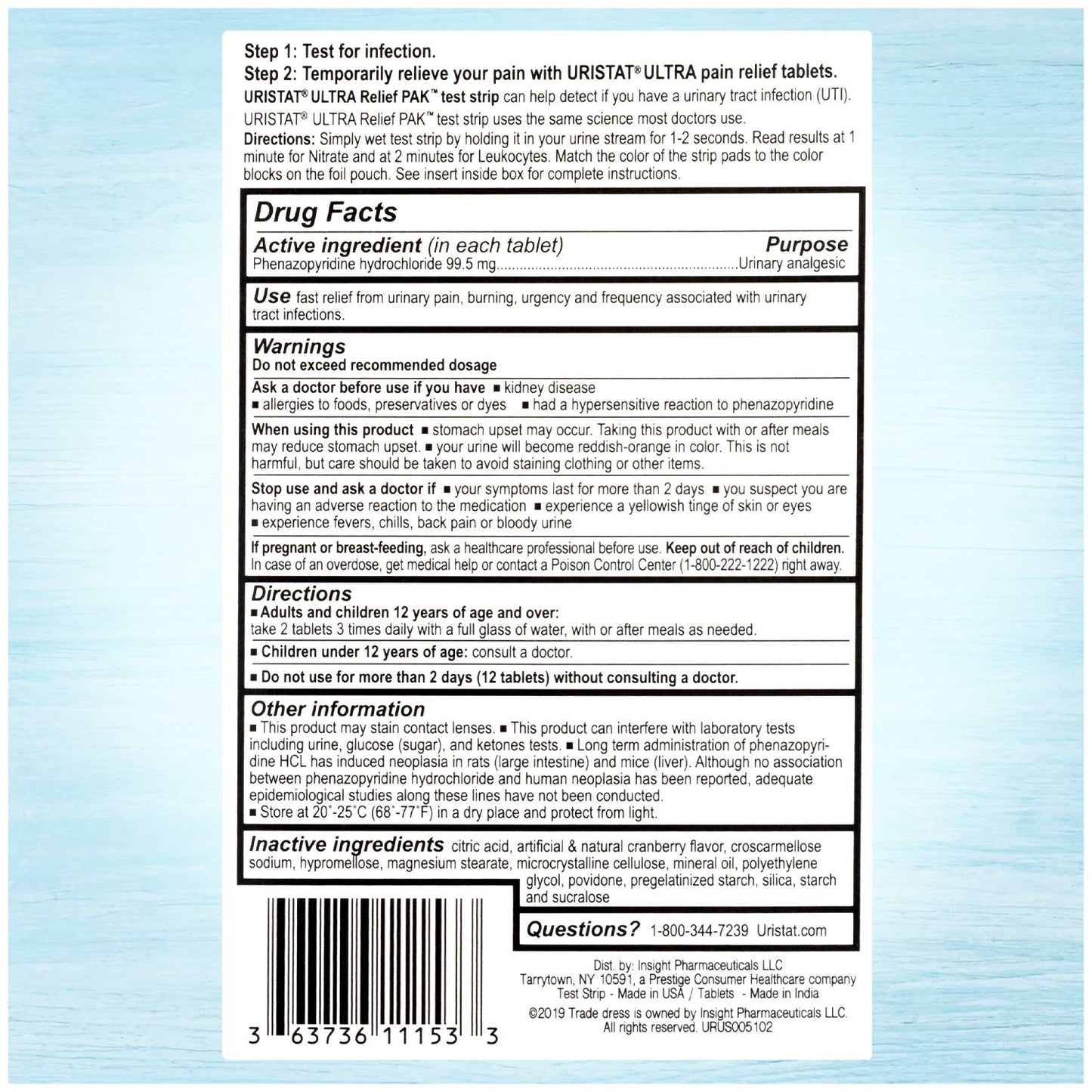 Uristat Ultra Strength Urinary Tract Infection Treatments and Test Relief Kit – 1 UTI Test Strip & 12 Cranberry Flavor Relief Tablets to Ease Urinary Pain, Burning & Urgency URISTATBuy Supplements Australia
