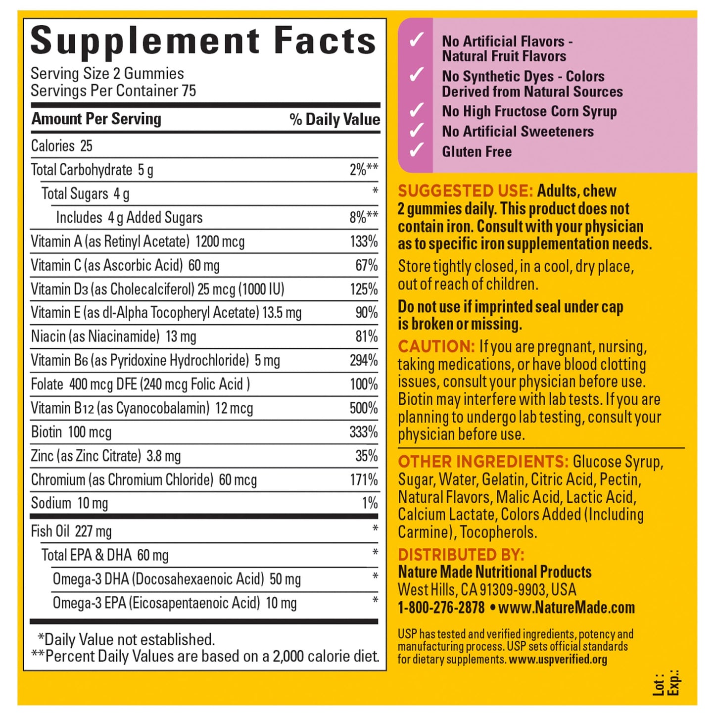Nature Made Womens Gummy Multivitamins with Omega-3, Multivitamin for Women for Daily Nutritional Support, 150 Gummies, 75 Day Supply Nature MadeBuy Supplements Australia