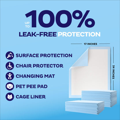 Chucks Pads Disposable [100-Pack] Underpads 17"x 24" Incontinence Chux Stack ManBuy Supplements Australia
