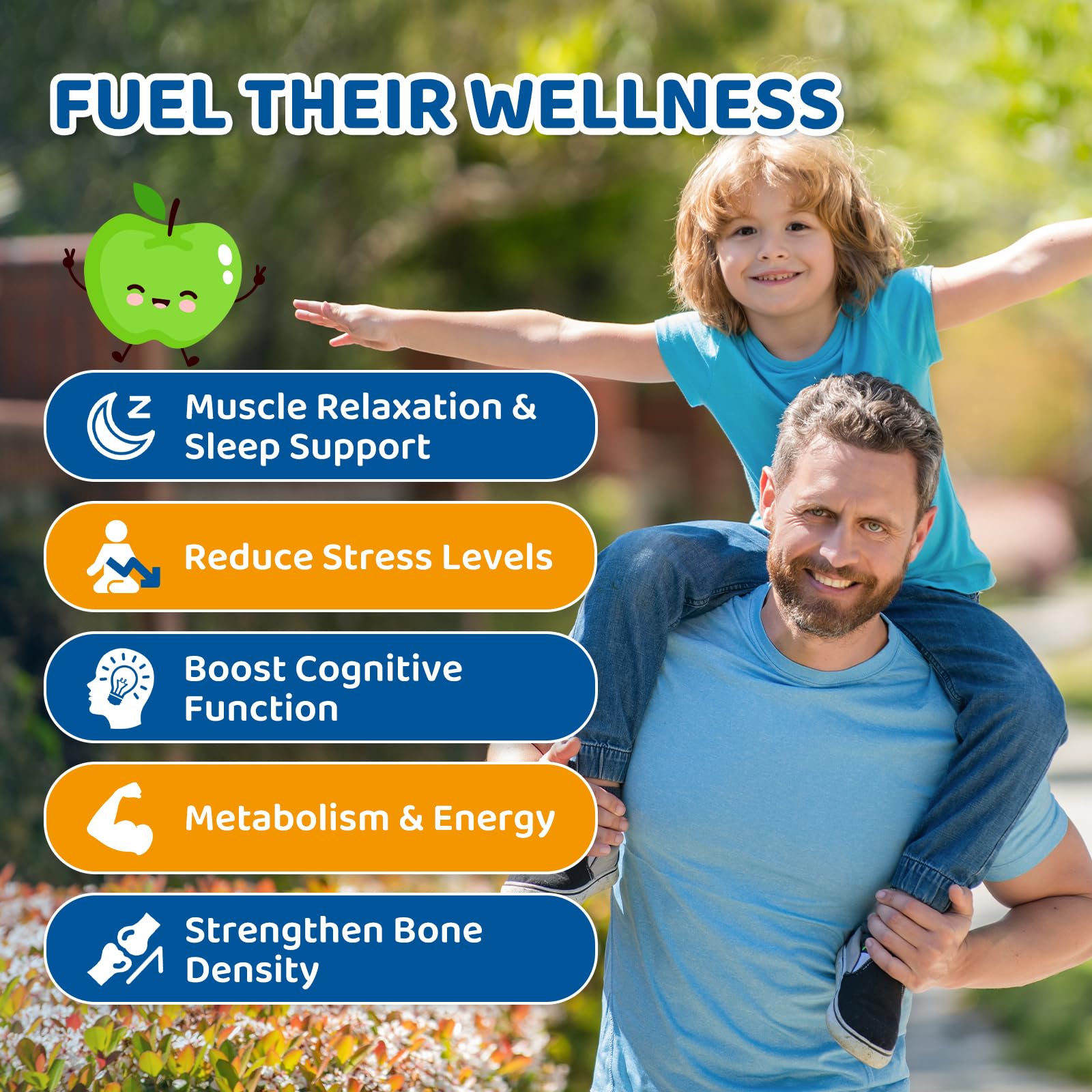 Center-Filled Magnesium Gummies for Kids 300MG - Magnesium Glycinate Gummies with L-theanine, Omega-3, Vitamin B6, D for Kids & Adults, Supplement for Sleep, Calm & Muscle Relaxation - Apple & Kiwi CNCHEFBuy Supplements Australia