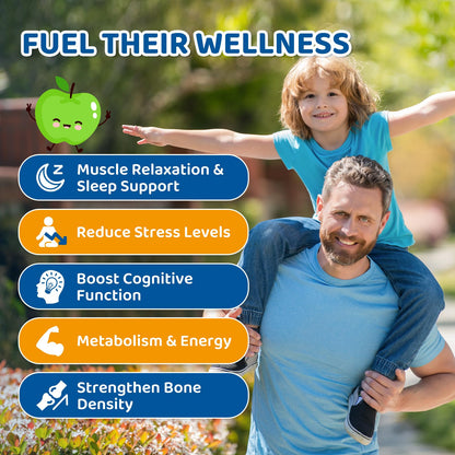Center-Filled Magnesium Gummies for Kids 300MG - Magnesium Glycinate Gummies with L-theanine, Omega-3, Vitamin B6, D for Kids & Adults, Supplement for Sleep, Calm & Muscle Relaxation - Apple & Kiwi CNCHEFBuy Supplements Australia