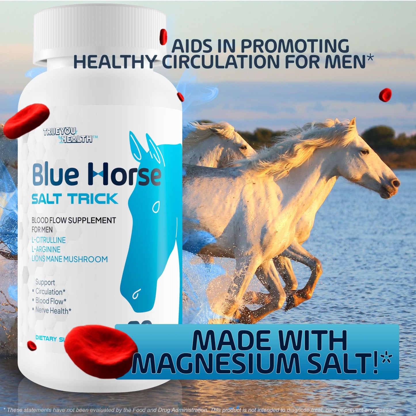 Blue Horse Salt Trick - Our Best Blood Flow Supplement for Men - Our Best Circulation Supplement - Male Circulation Supplements Nitric Oxide Vasodilator to Improve Blood Flow 7 Blue Salt Trick for Men True You HealthBuy Supplements Australia