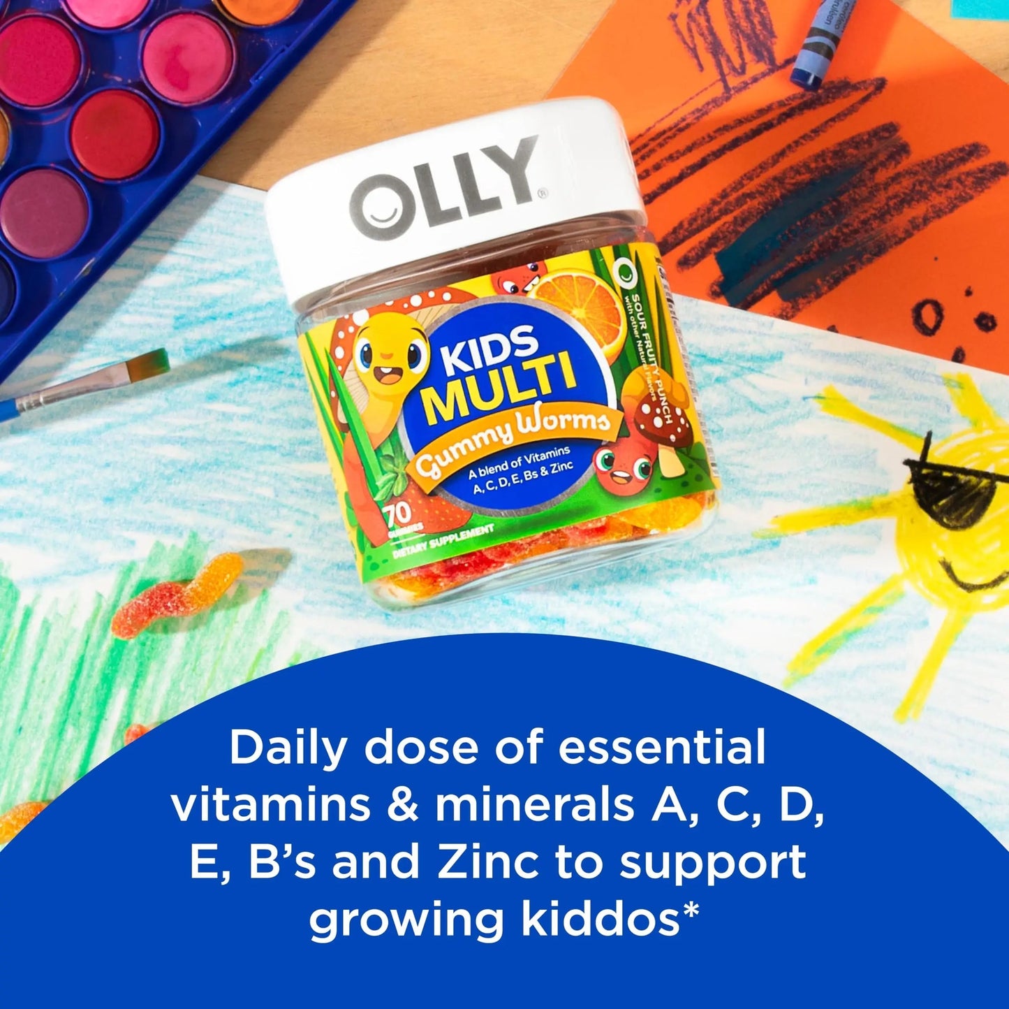 OLLY Hair Gummy 60ct & Kids Multivitamin Gummy Worms 70ct Supplement Bundles OLLYBuy Supplements Australia