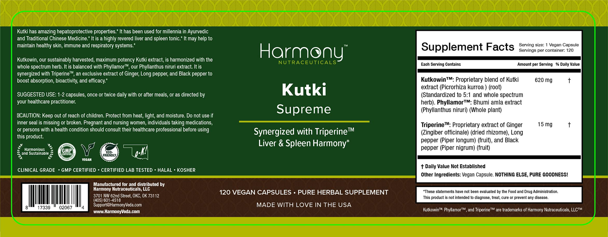 Kutki Supreme - Harmony Nutraceuticals Ayurvedic Medicine for Healthy Skin, Immune and Respiratory Systems - 120 Vegan Organic Capsules Harmony NutraceuticalsBuy Supplements Australia