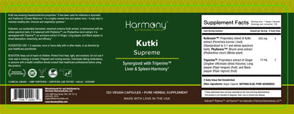 Kutki Supreme - Harmony Nutraceuticals Ayurvedic Medicine for Healthy Skin, Immune and Respiratory Systems - 120 Vegan Organic Capsules Harmony NutraceuticalsBuy Supplements Australia