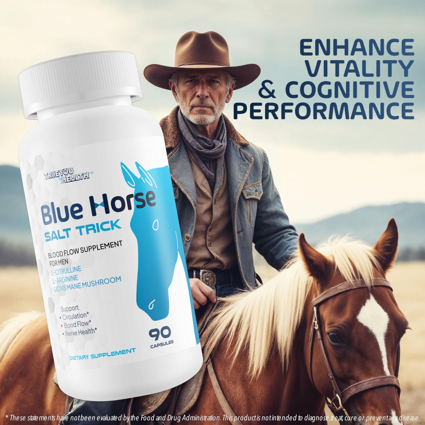 Blue Horse Salt Trick - Our Best Blood Flow Supplement for Men - Our Best Circulation Supplement - Male Circulation Supplements Nitric Oxide Vasodilator to Improve Blood Flow 7 Blue Salt Trick for Men True You HealthBuy Supplements Australia