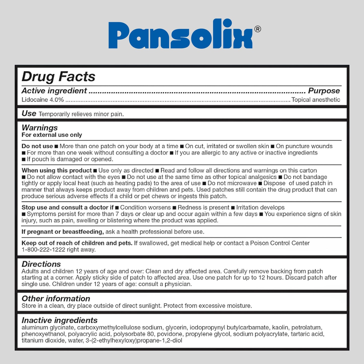 Pansolix Lidocaine Pain Relief Patches 4% | Topical Analgesic Patch | 10 x 14 cm | Skin Tone | Pack of 30 PansolixBuy Supplements Australia