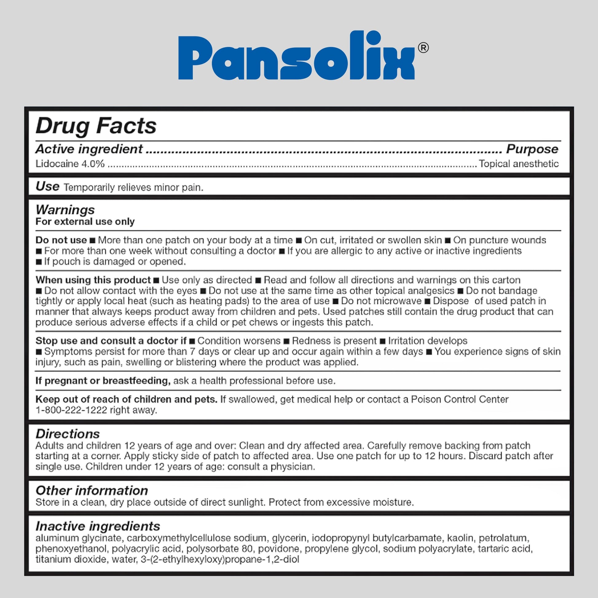 Pansolix Lidocaine Pain Relief Patches 4% | Topical Analgesic Patch | 10 x 14 cm | Skin Tone | Pack of 30 PansolixBuy Supplements Australia