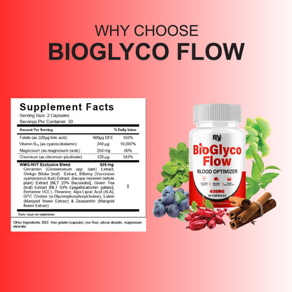 BioGlyco Flow Advanced Daily Multivitamin Health Support and All Natural Wellness Supplement Formula, BioGlyco Flow Premium Health and Wellness Support Formula Supplement (2 Pack - 120 Capsules) BLUE VIBEBuy Supplements Australia