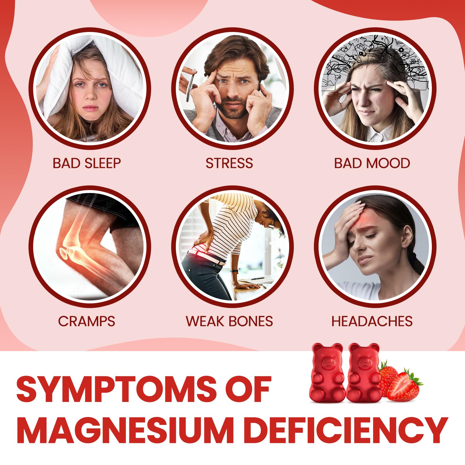 Magnesium Glycinate Gummies 500mg - Magnesium Supplement with Vitamin B6 for Adults & Magnesium for Kids - Calm Magnesium for Sleep, Mood, Muscle Support - Strawberry Flavor, 60 Gummies dilibBuy Supplements Australia