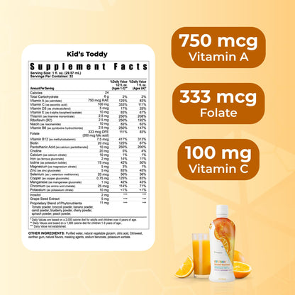 Youngevity Kid's Toddy™ - Mega Multivitamin for Kids & Children Age 2+ - 14 Vitamins, 10 Minerals, Phytonutrient Blend - Highly Absorbable - Great Tasting Orange 32 Fl Oz (Pack of 2) YoungevityBuy Supplements Australia