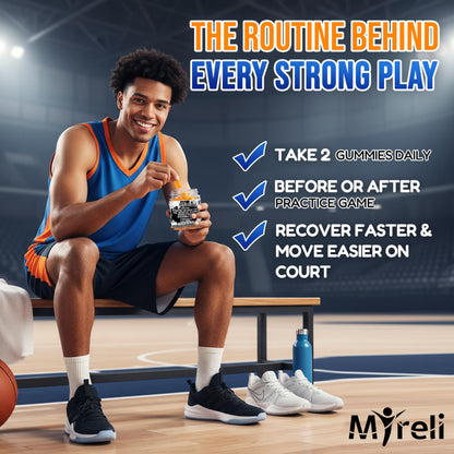 MYRELI Hydrolyzed Collagen Type II 500mg, MSM 700mg, Boswellia 200mg, Vitamin C 400mg, Rhodiola 100mg, Hyaluronic Acid 100mg, Joint Mobility, Flexibility, Basketball Athletes, Vegan, Non GMO, 60 Gummy MYRELIBuy Supplements Australia