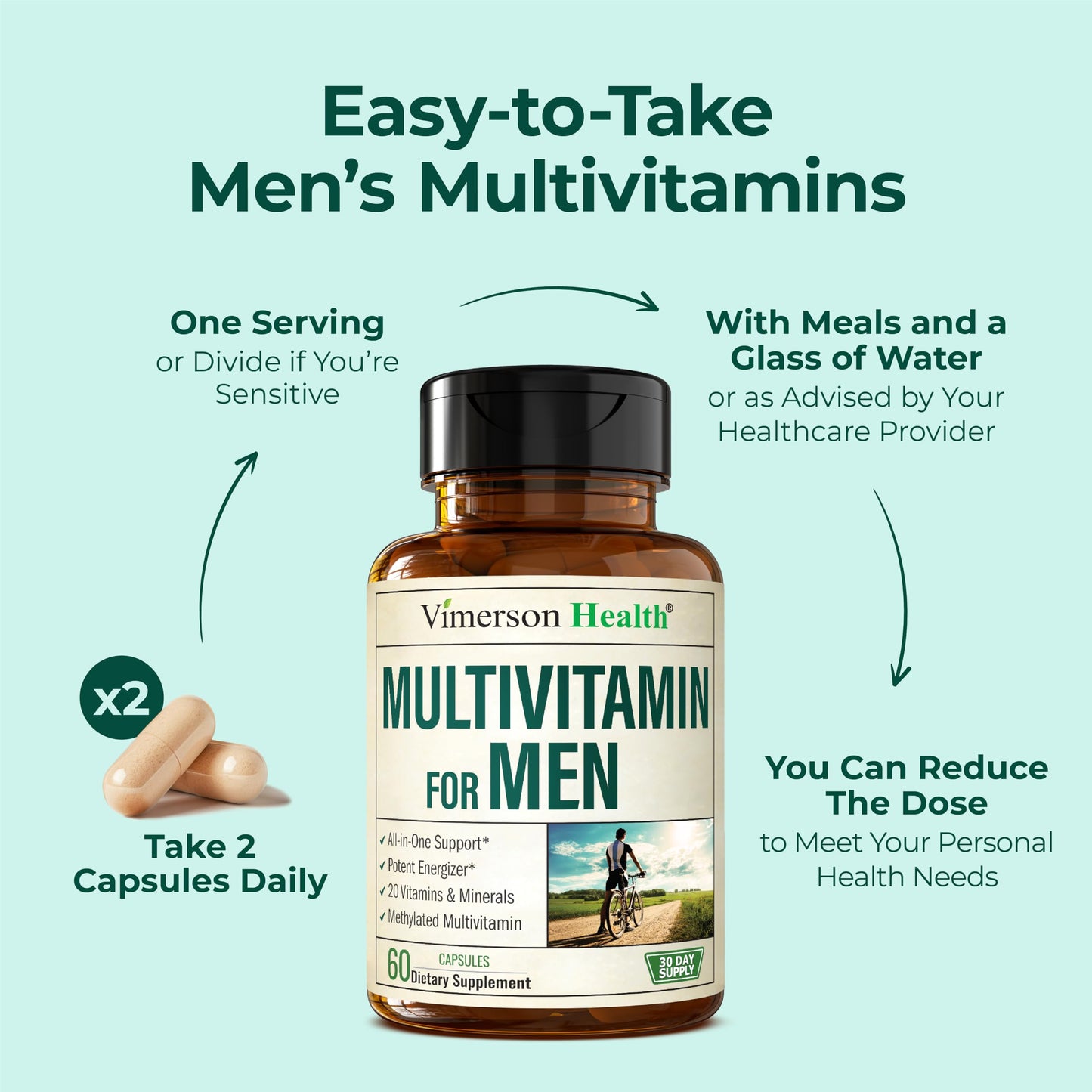 Multivitamin for Men – Methylated Mens Multivitamins & Multiminerals Capsules with Vitamin B12, A, D, C, Zinc, Magnesium & More for Complete Daily Support Vimerson HealthBuy Supplements Australia