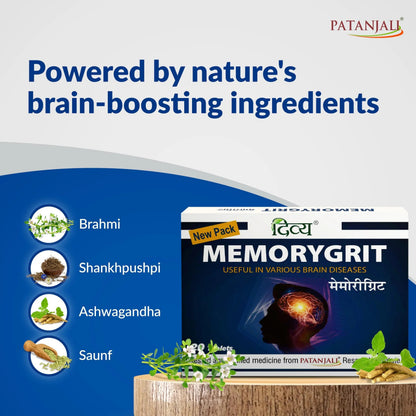 Patanjali Divya Memorygrit 20 Tablets Ayurvedic Supplement for Memory Focus and Brain Health Support (Pack of 1) patanjaliBuy Supplements Australia