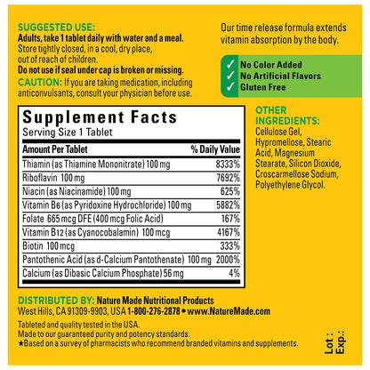 Nature Made Time Release Vitamin B-100 High Potency B Complex, Dietary Supplement Nature MadeBuy Supplements Australia